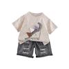 Boys' Stylish Dinosaur Summer Outfit: Short Sleeve Cartoon Two-Piece Set for 2026
