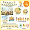 112pcs Cartoon the Birthday Party Decorations Tableware Set - Balloons Backdrop Banners Cups Cake Toppers Napkins etc Party Decorations