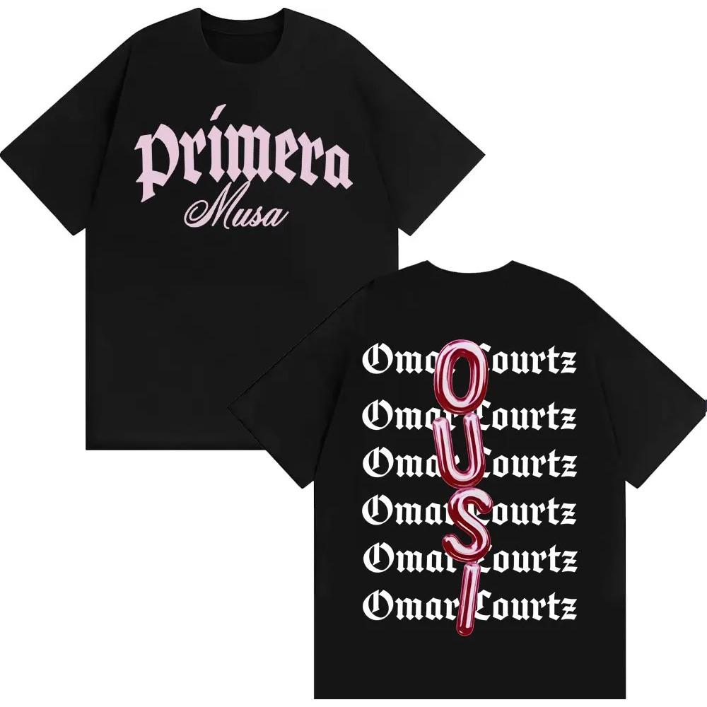 Omar Courtz Primera Musa Album Print T-shirt for Men and Women Retro Summer Print Pure Cotton Loose Casual T-shirt