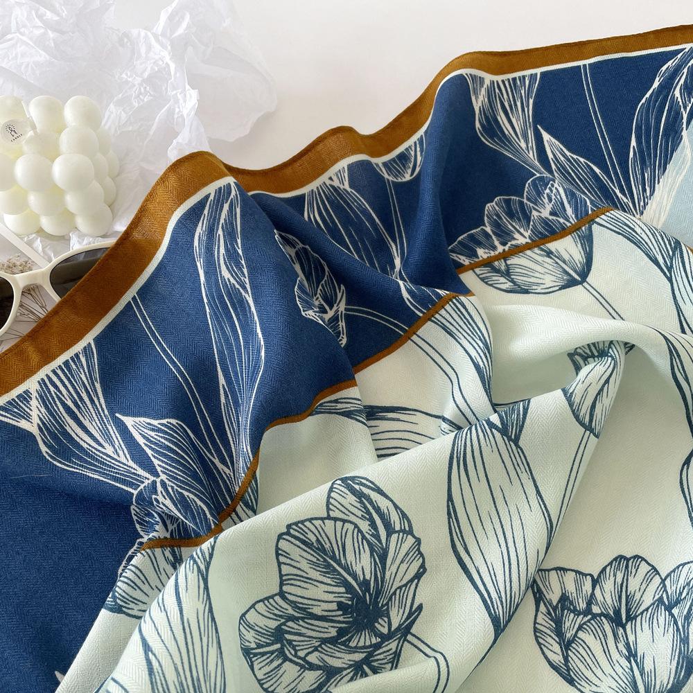 Wiosenno-letni satynowy długi szalik dla kobiet, szal z filtrem przeciwsłonecznym, modna scena piękna, satynowy długi szalik, uniwersalny szalik podróżny