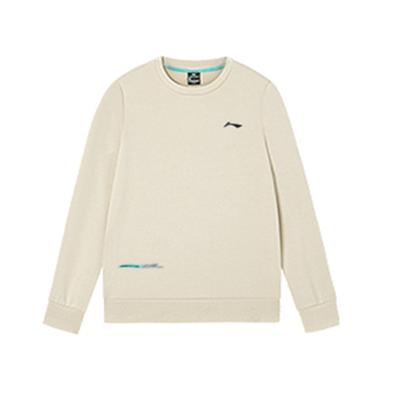 Li Ning Logo Baskılı Rahat Çok Yönlü Uzun Kollu Kazak Sweatshirt Erkek sweatshirt Off-White AWDUA85-3
