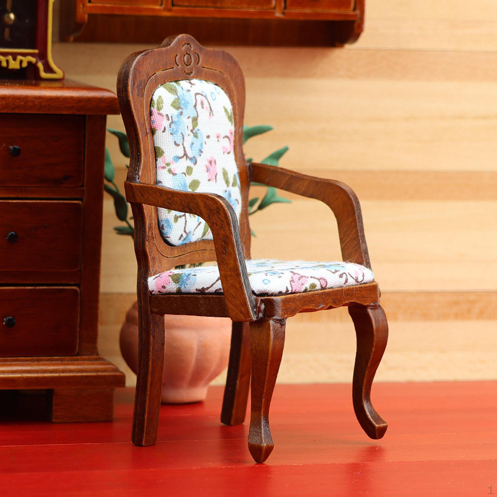 

Модель стула для кукольного домика 1:Симуляционное кресло в масштабе 12, винтажный дизайн для DIY поделок, макетов спальни Light Brown