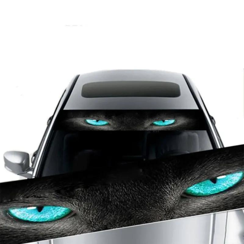 3D Autoaufkleber Wolfsaugen und Totenkopfmuster für Frontscheibe Auto Heckscheibe Sonnenschutz Vinyl Aufkleber Coole Tier Dekoration