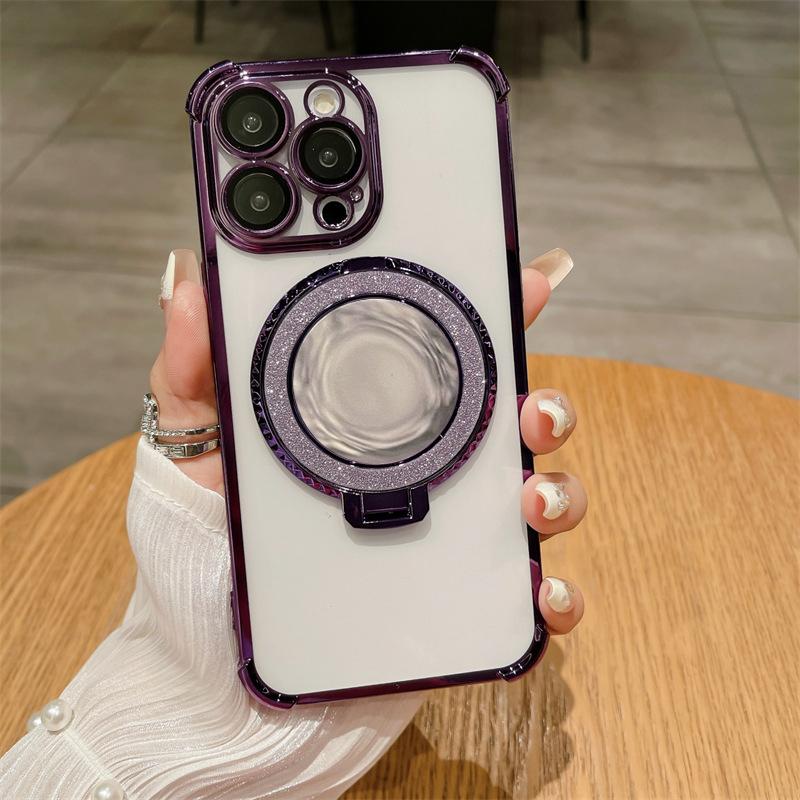 Επιμεταλλωμένος Καθρέφτης Θήκη Στήριγμα Μαλακή Σιλικόνη Τέσσερις Γωνίες Αερόσακος Αντικραδασμική Προστατευτική Θήκη για Samsung Xiaomi Poco Redmi