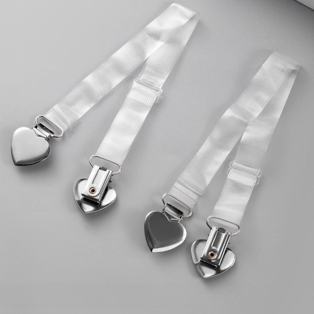 Transparent Invisible Shoulder Strap Anti-Slip Adjustable Bra Clasp Heart Duckbill Clip Portable Clothes Clasp for Women