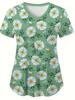 Chirurgische Uniformen Damen Mode Blumendruck Komfort Zahnarzthelferin Oberteile Lässig V-Ausschnitt Kurzarm Tierarzt Spa Krankenschwester Uniform Damen