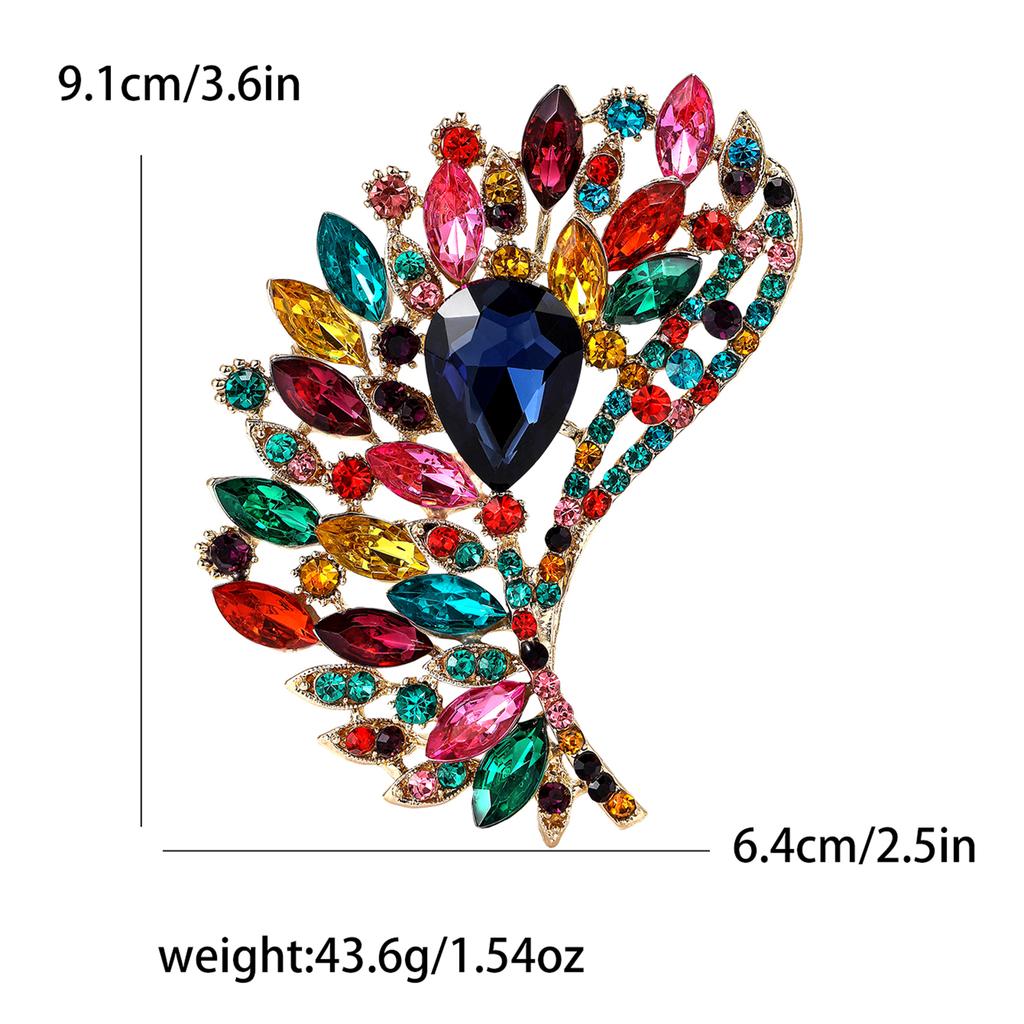 Luxury Rhinestone Crystal Leafs Brooches for Women Unisex Creativity Pins Banquets Party Backpack Gifts Jewelry Accessories