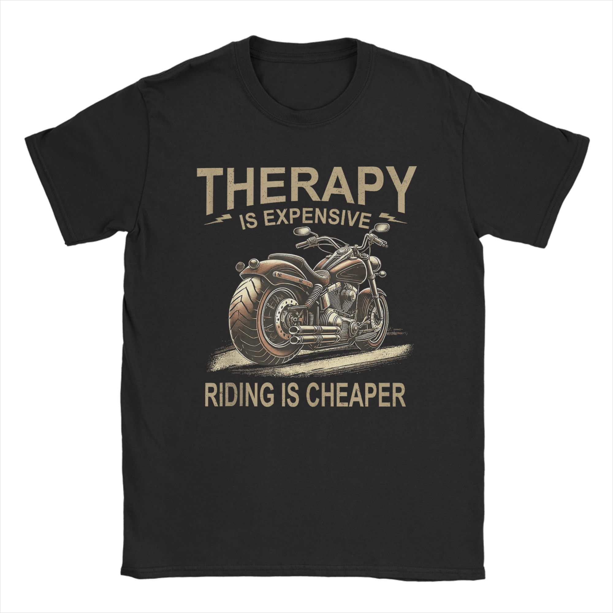 Cool Lover Graphic Rider Men Therapy Motorcycle Lovers TShirts for Men Vintage 100 Cotton Tee Shirt Crewneck Short Sleeve Tees S