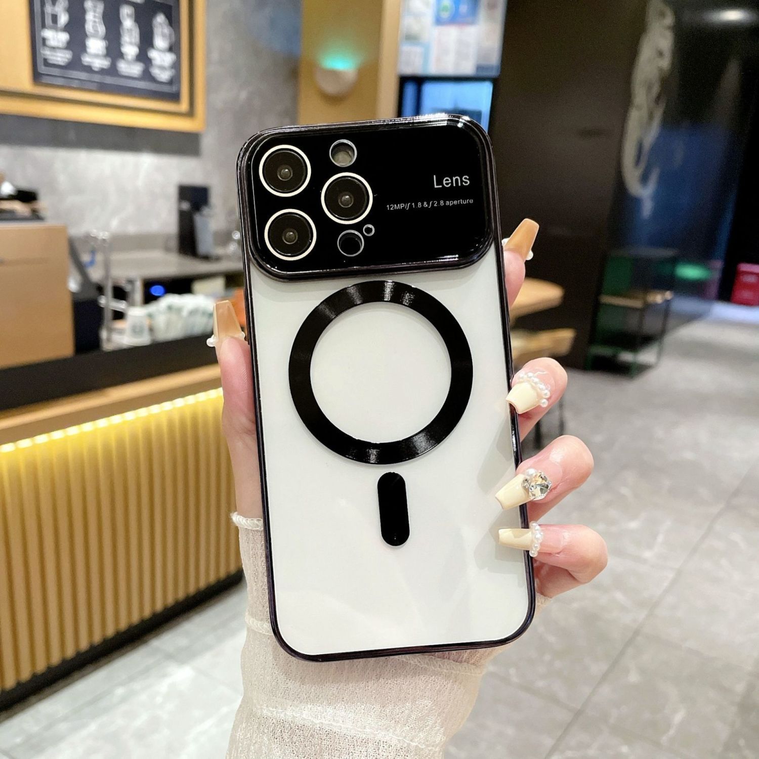 

Применимо к iPhone 15 Гальванизированные Большие Окна Apple 14pro с Магнитным Хвостом 1312 Прозрачный Противоударный Защитный Чехол Apple 11