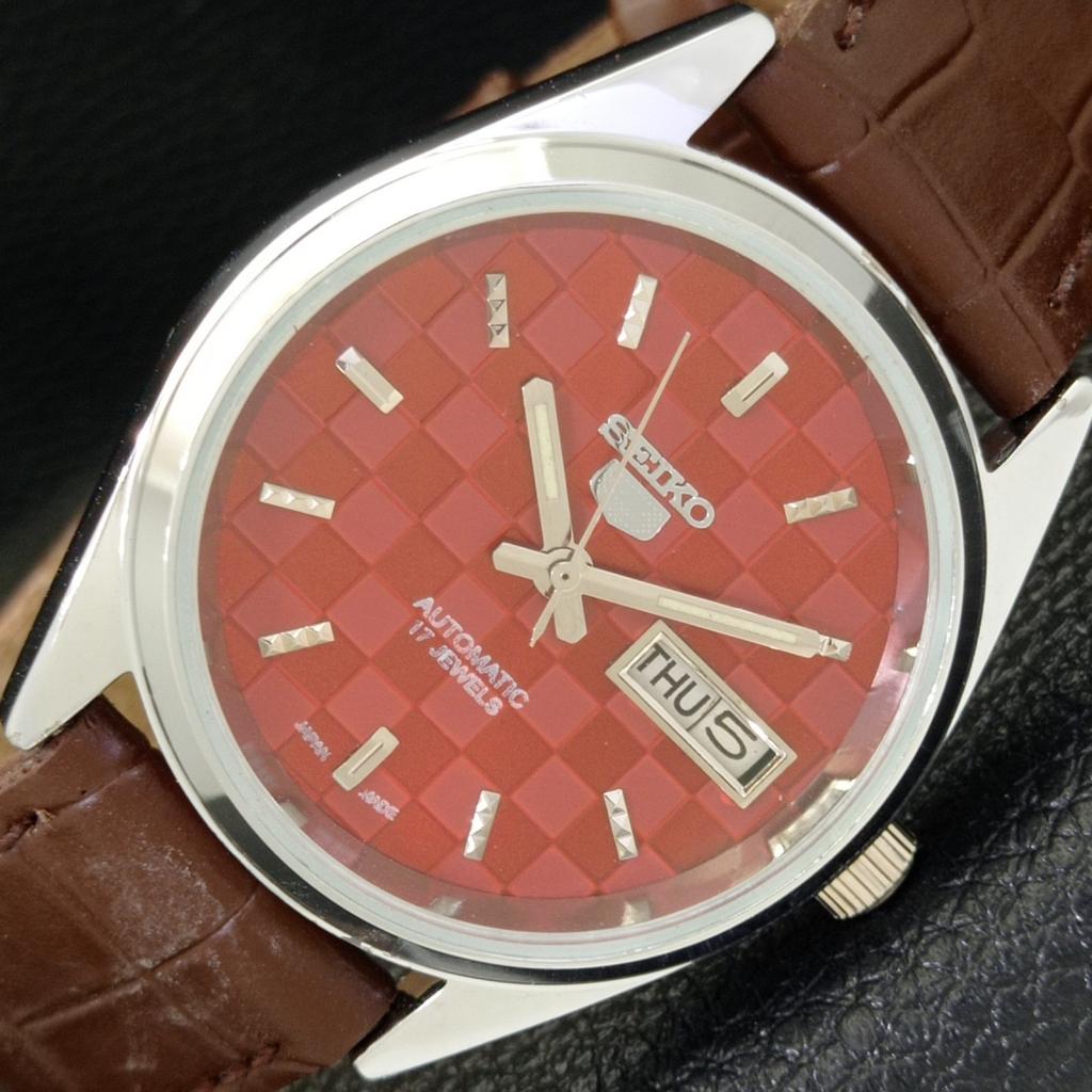 

SEIKO 5 AUTOMATIC JAPAN MENS 6309A REFURBISHED RED COLOR DIAL WATCH a440309-4 Sk-a440309