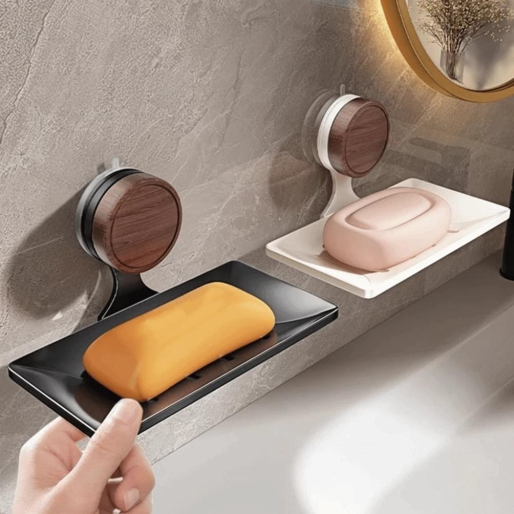 Self-draining Soap Box Suction Cup Drying Rack Punch-free Soap Dish  Shower