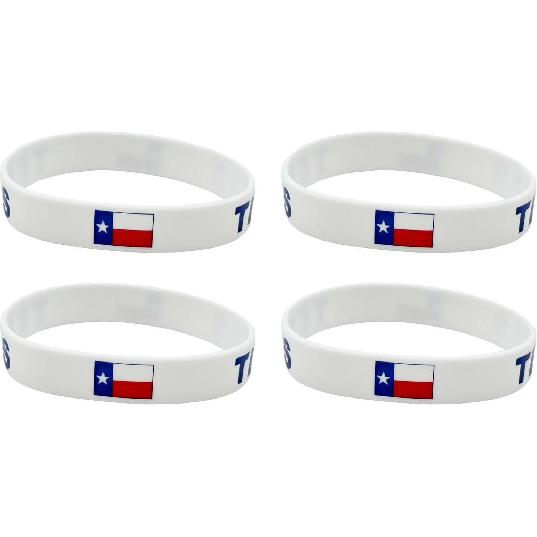 4 Pcs Texas State Flag Rubber Bracelets,State Flag Silicone Bracelet, Rubber Wristbands Patriotic Decorations Gift.