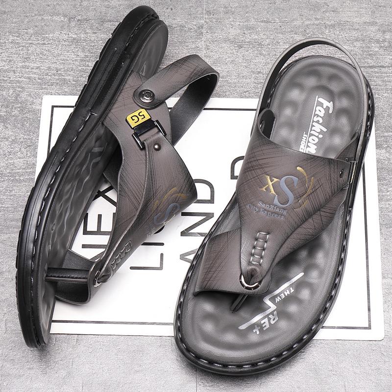Men’s Genuine Leather Dual-Use Sandals and Slippers – Versatile Casual Beachwear