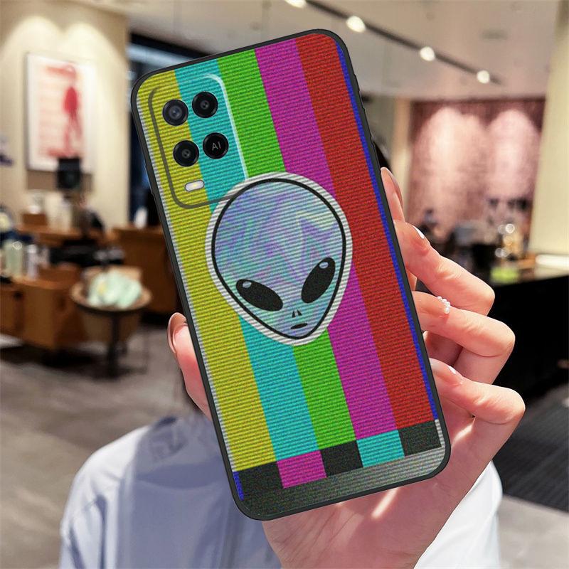 Aesthetic Alien Case For Oppo A94 A54 A40 A60 A80 A98 A78 A18 A38 A58 A16 A76 A96 A17 A77 A74 A57S A15 Cover