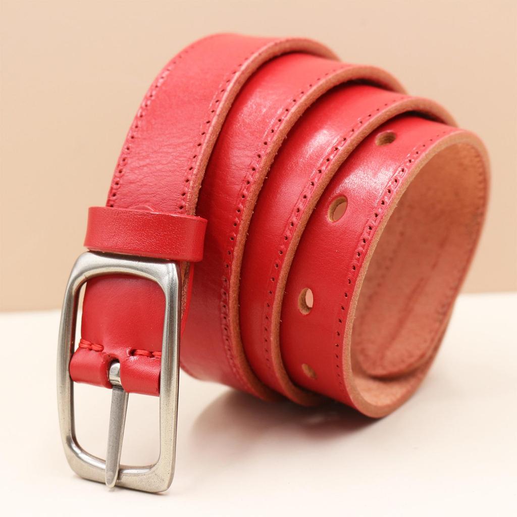 Rare Color Women's Cowhide Buckle Belt - Simple, Versatile, Retro Korean Style for Jeans