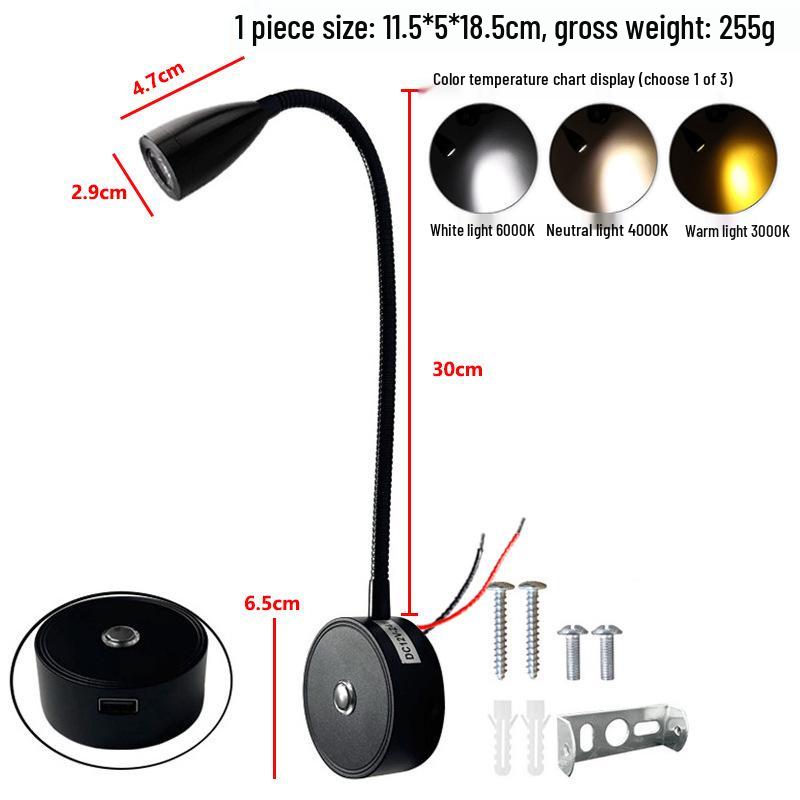 Gooseneck LED Reading Light for RVs and Boats with Touch Dimming