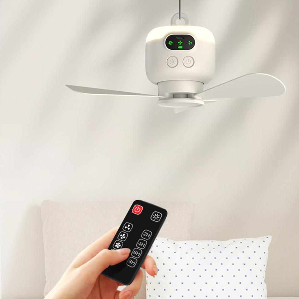 Portable Camping Fan Low Noise Tent Hanging Fan with Light Camping Ceiling Fan Remote Control for Tent Canopy RV Beach
