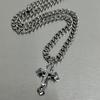 Colorless Cuban Necklace, Stainless Steel Cross Pendant, Men's and Women's High-end Sense, Niche Collarbone Sweater, Chain Jewelry.