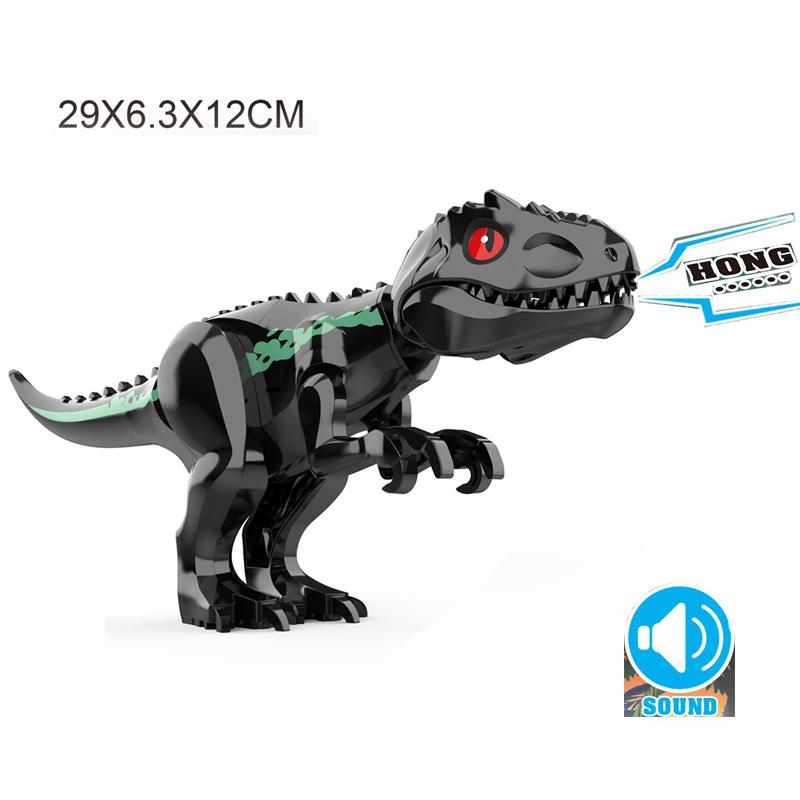 With Sound Assembled Building Blocks Dinosaur World T-Rex Velociraptor Triceratops Jurassic Animal Model Bricks Figure Toys Gift