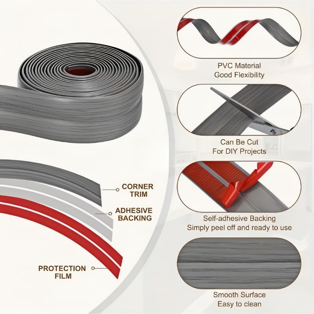 1PC 2cmx3meters Stick Wall Trim Molding, Flexible Corner Trim Moulding Inside & Outside Wall Corner Protector for Wall Edge