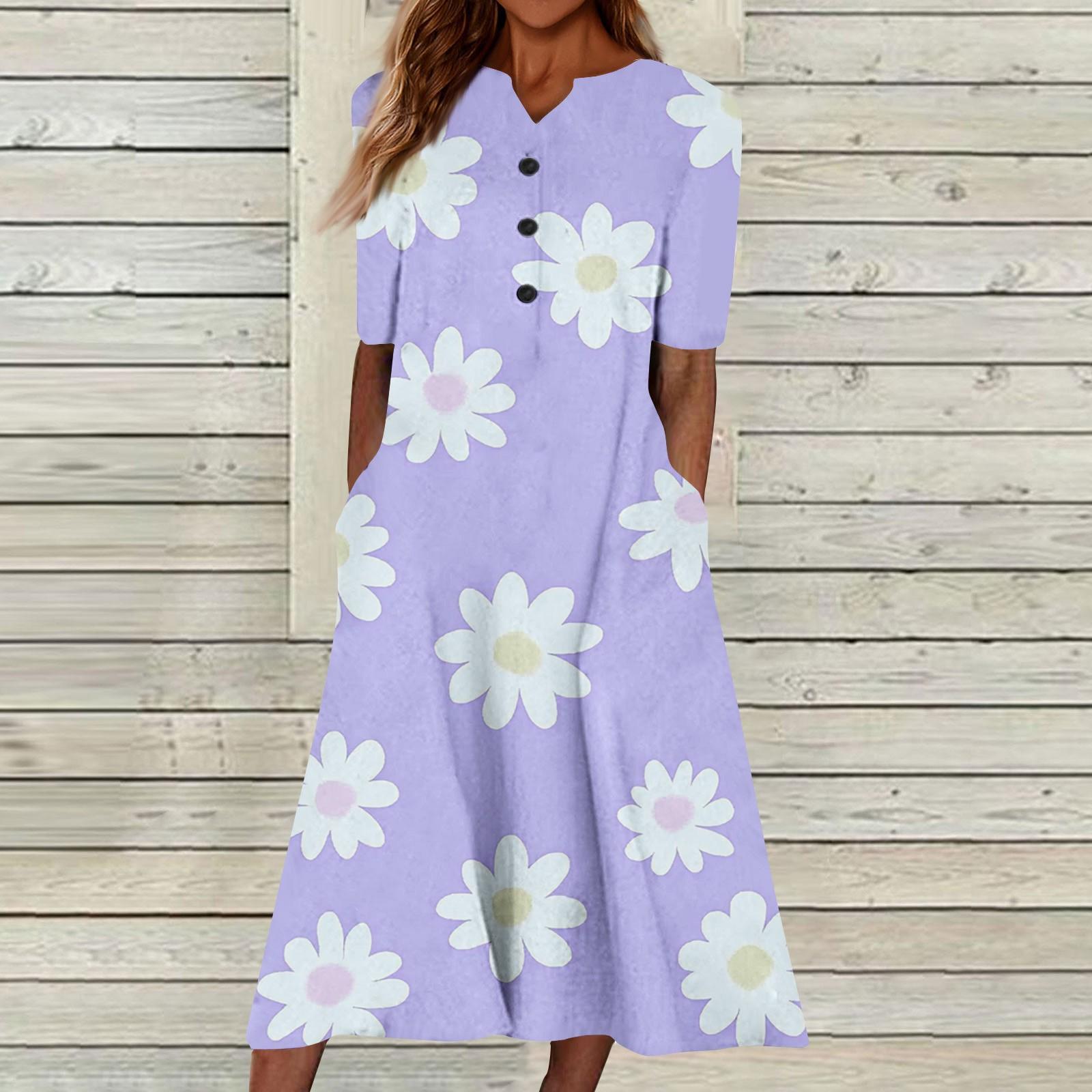 

Women s Summer Casual Floral ,Gradient, Printed Short Sleeve Dress XL