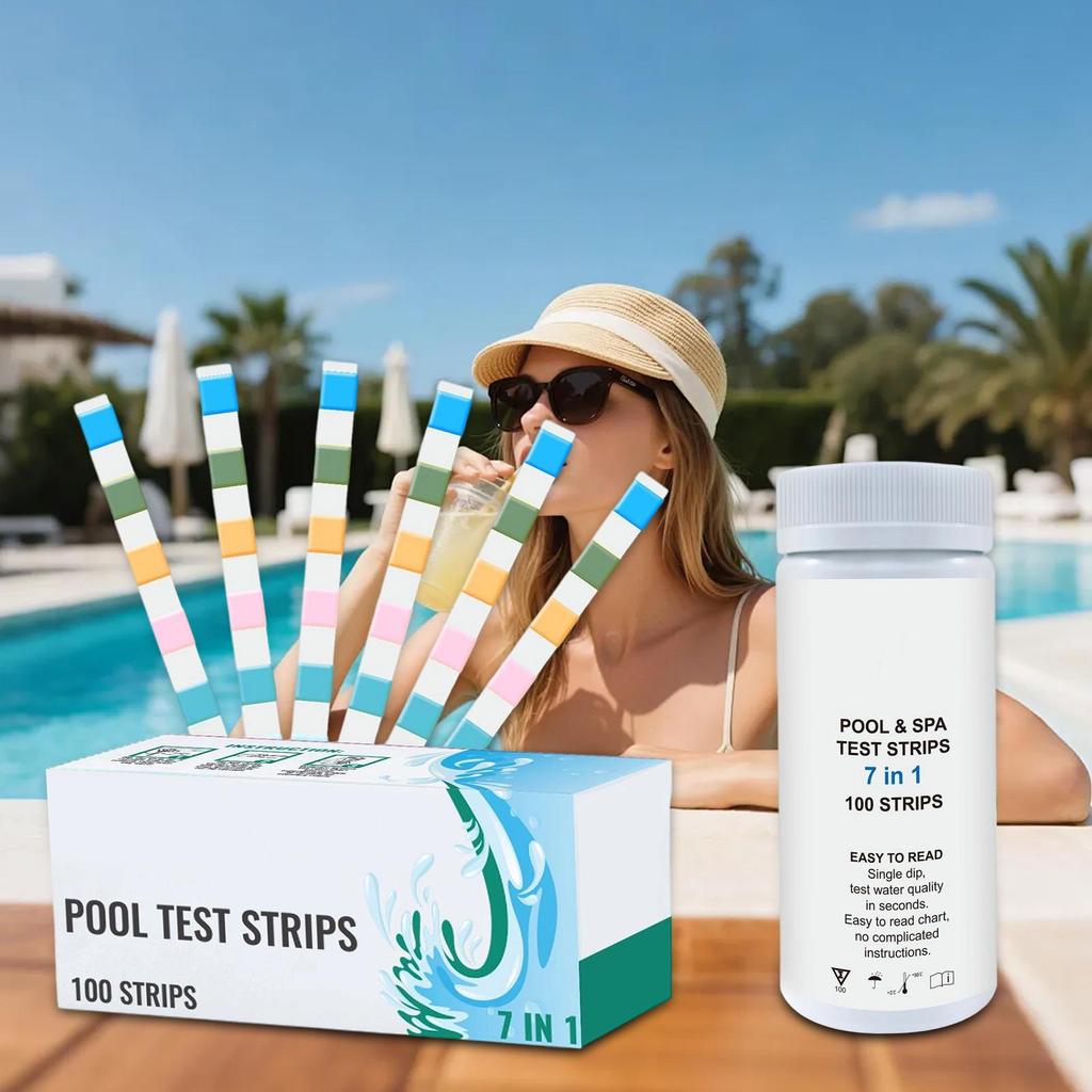 Pool Testing Strips 100-Piece Pool Tester Strips For Water Multifunctional Hot Tub Quick Tester Monitoring Tools For Backyard