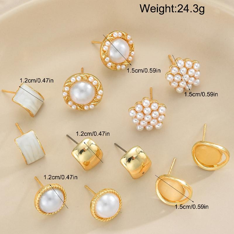 17KM 12pcs French Vintage Earrings Set for Women Fashion Luxury Baroque Geometric Creativity Design Earring Daily Jewelry Gift
