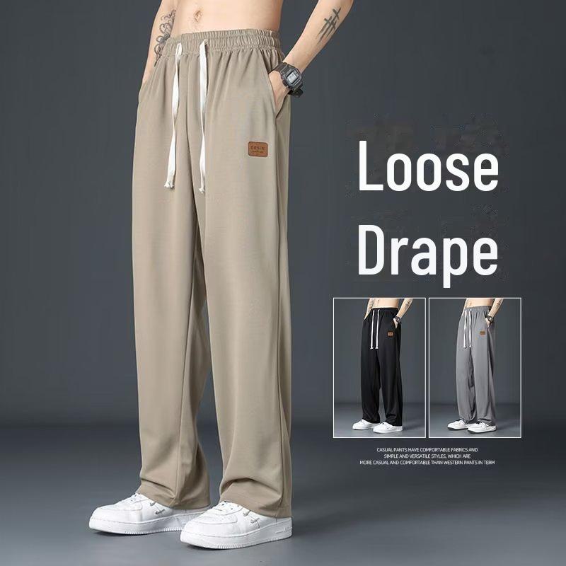 

Мужские повседневные брюки Ice Silk Quick-Dry - легкие, прямые, свободные спортивные брюки для весны/лета XL темные хаки