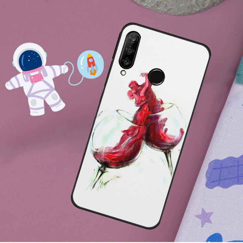 

Red Wine Glass Art For Huawei Nova 5T 9 10 SE 7i 8i 11i 12i Y60 Y61 Y70 Y72 Y73 Y90 Y91 P20 P40 P30 Lite Case Huawei Nova Y90