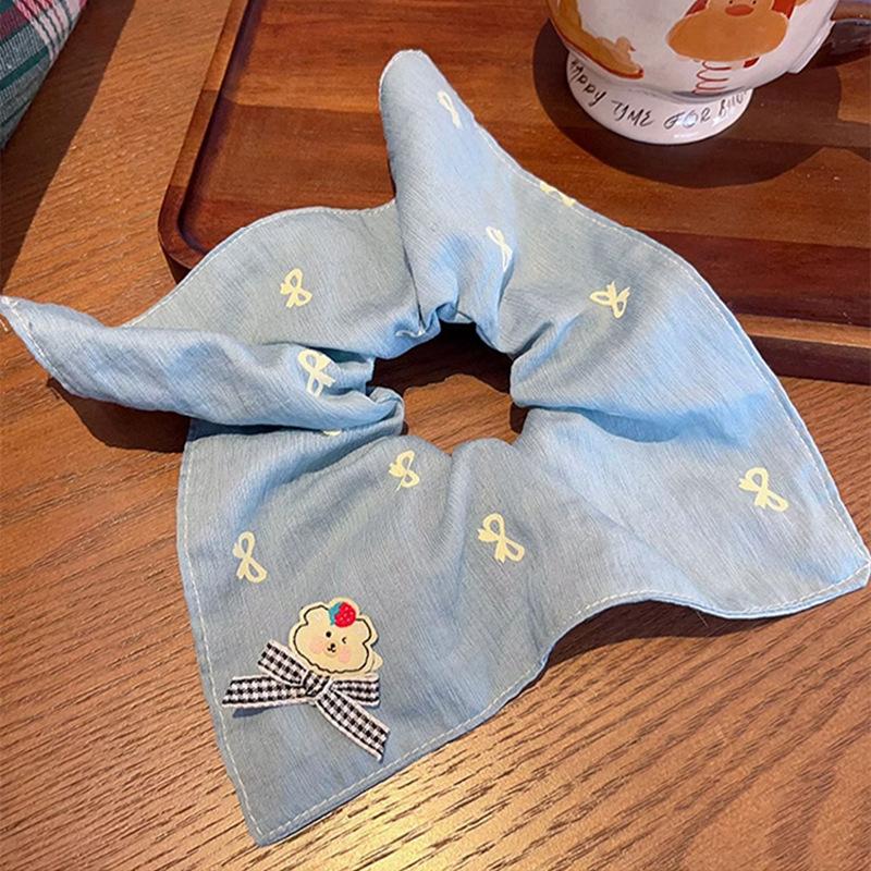 Sweet Gentle Women Tulip Flowers Ribbons Hair Scrunchies Fairy Bowknot Streamers Hair Ribbons Ponytail Holder Hair Accessories