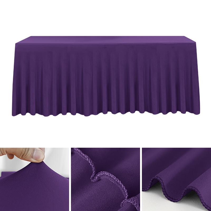 Spandex Rectangle Table Skirts 4/5/6/8ft Fitted Table Cover Wrinkle Resistant Cloth for Hotel Wedding Anniversary Party Decor