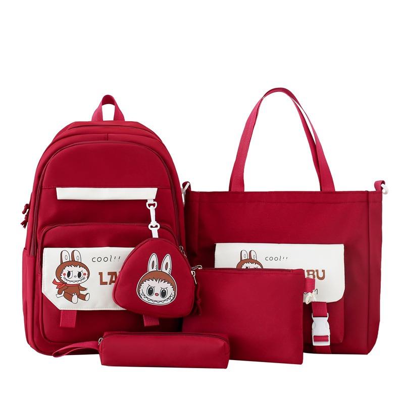 New Schoolbag Fashionable Four-piece Student Backpack Make-up Bag Trendy Large-capacity Backpack