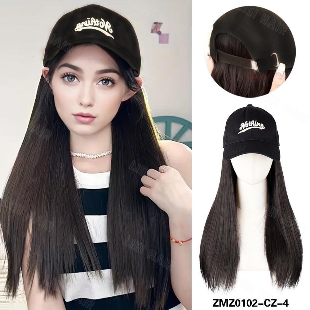 

MISSQUEEN Hat парик синтетический парик с регулируемой шляпой в женском кофейном бейсбольном парике для повседневной носки 50cm