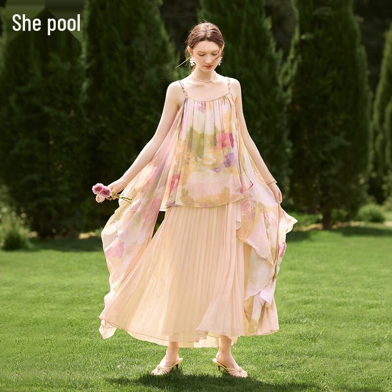 

Женское летнее плиссированное платье-миди А-силуэта с цветочным принтом XL