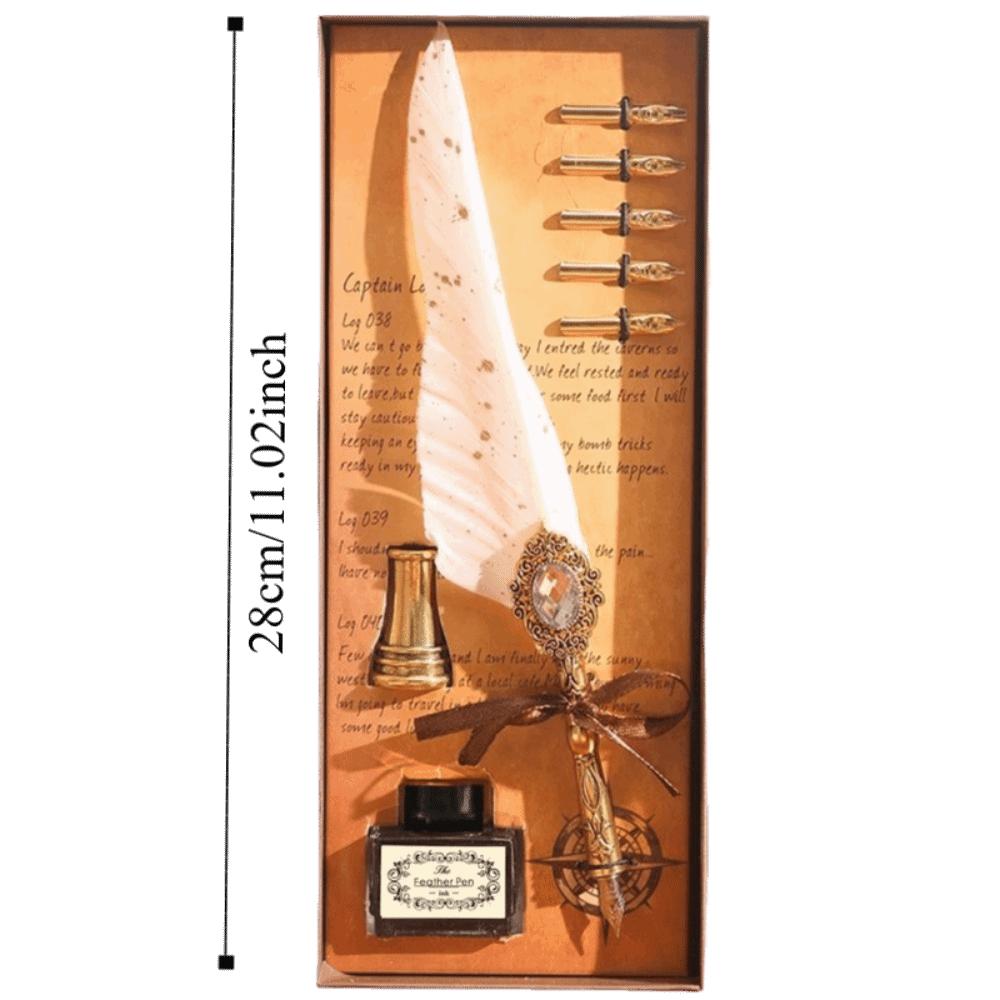 Ink-Containing Feather Dip Pen Replaceable Nib Signature Pen Dip Pen Set Artist Signature