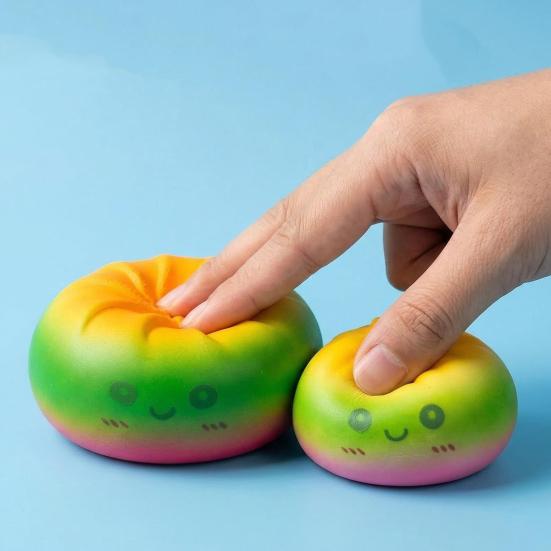 Gradient Cartoon Steamed Bun Toy Slow Rebound Stretchy Simulated Dumpling Squeeze Toy Portable Smiling Bun Hand Exercise Relaxation