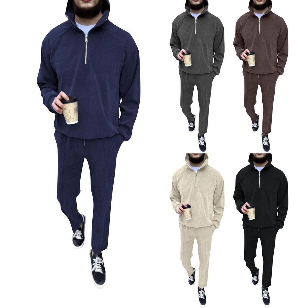 Men's Stand-up Collar Half-zip Trendy Suit Casual Men's New Sweatshirt Suit