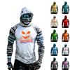 Men's Casual Raglan Color-Block Hooded Long Sleeve Sun T-Shirt with Halloween Print (Sunglasses Not Included)