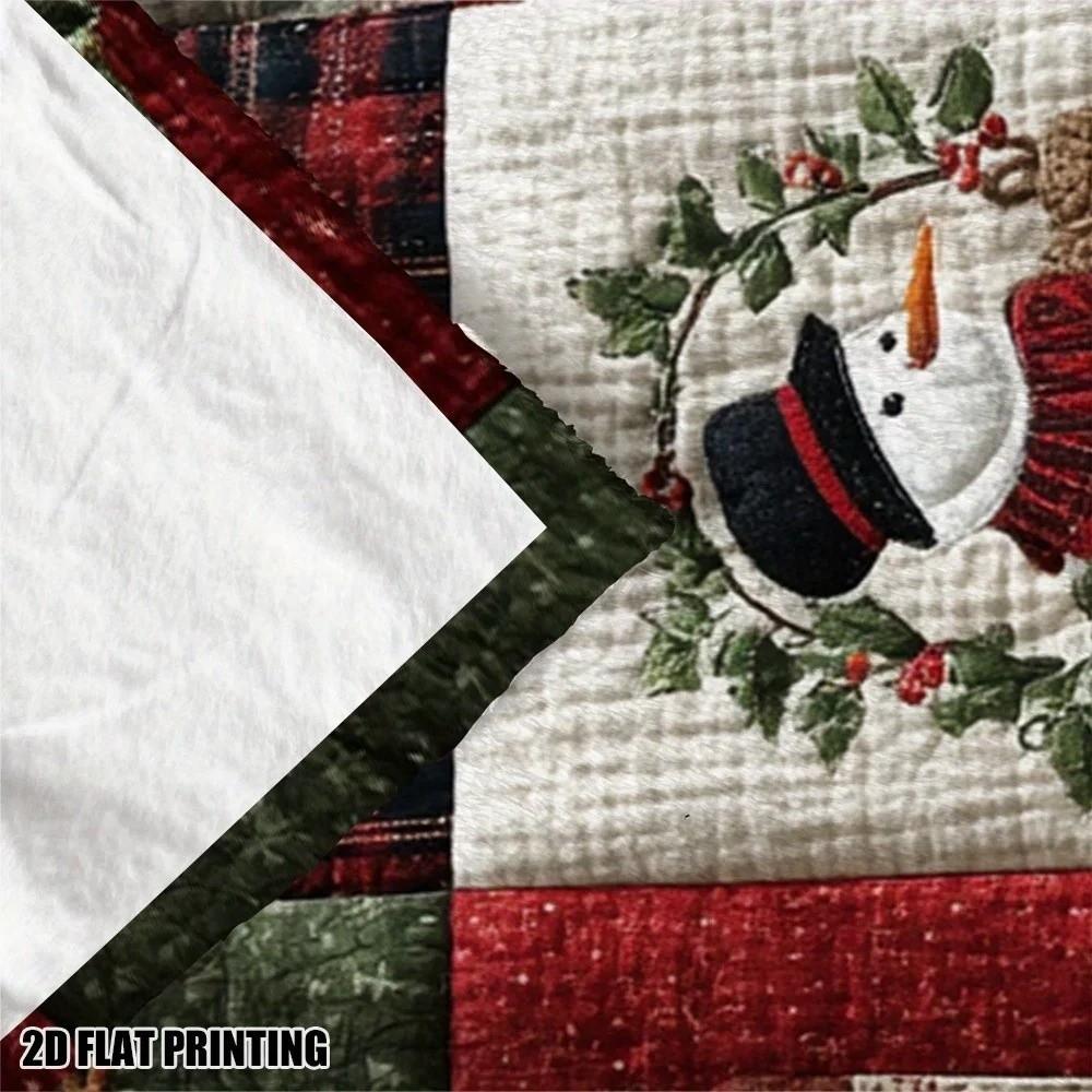 Universal Quilted Christmas Blanket Washable Flannel Flannel Blankets Comfortable Soft Xmas Fleece Blanket Home Sofa Bed Office