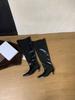 High-heeled French pointed but knee boots women's boots autumn new tall stacking boots