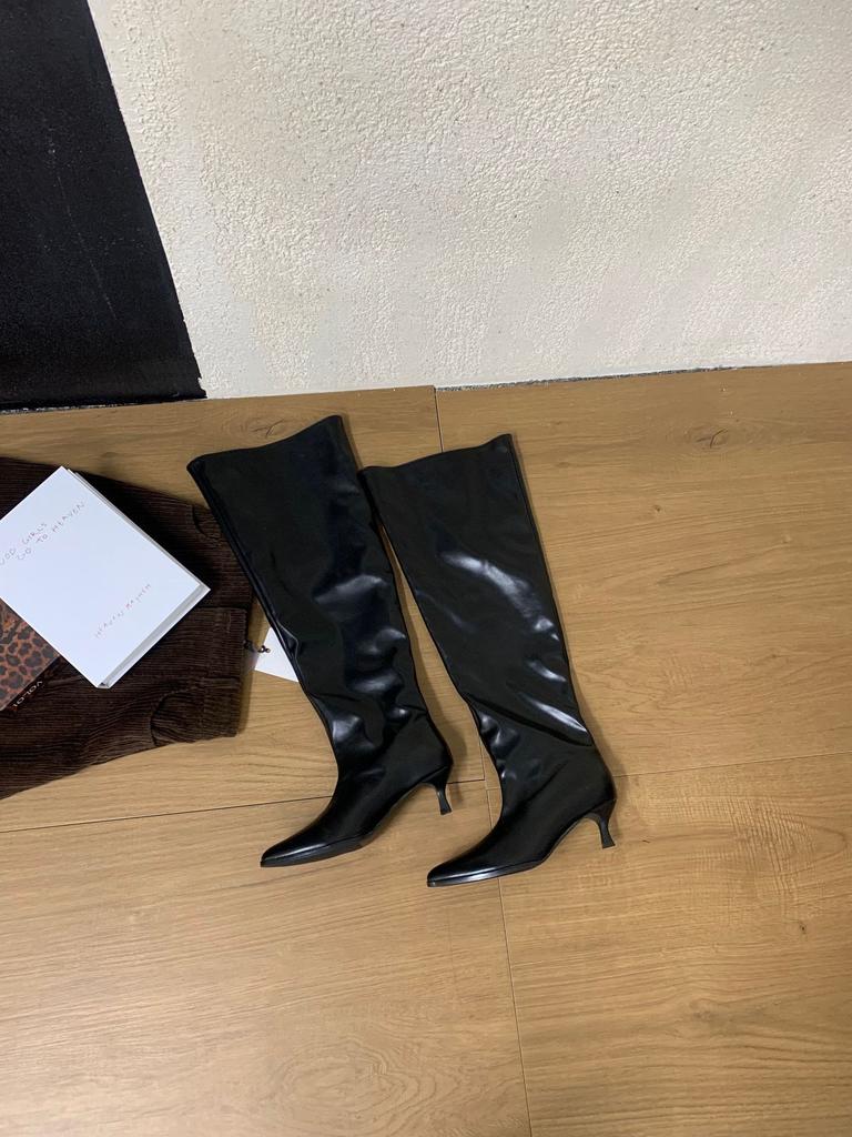 High-heeled French pointed but knee boots women's boots autumn new tall stacking boots