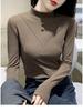 Ribbed Double-Sided Fleece Women's Slim-Fit Long Sleeve Half-High Neck Top