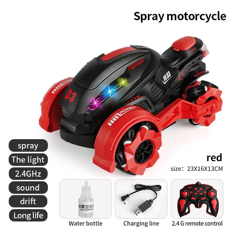 Children'S Stunt Motorcycle Spray Rotation Drift High-Speed Side Road Remote Control Car Toy Gift Boy