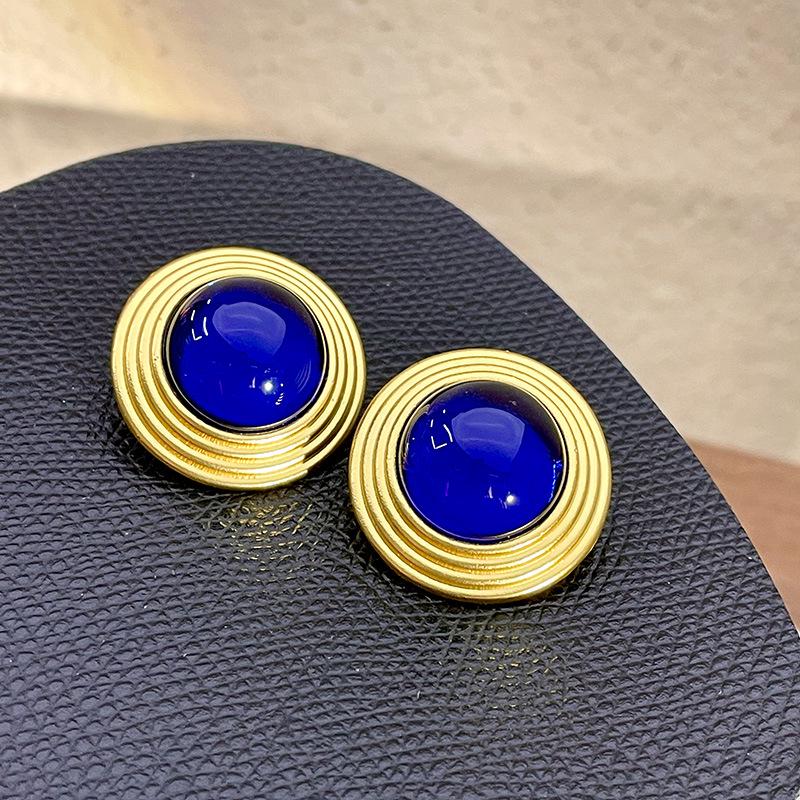 Vintage Blue Glass Bow Earrings - Retro Design Ornament