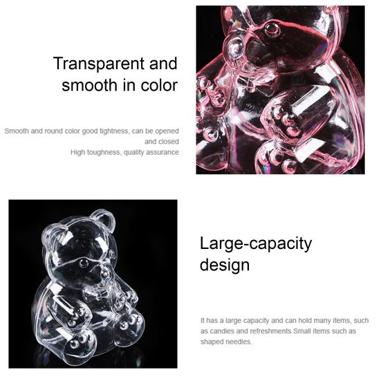 Bear-Shaped Candy Box Large Capacity Clear Plastic Storage Container Reusable Decorative Candy Storage Jar