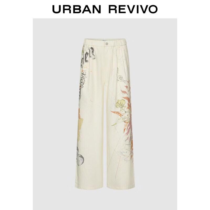 UR2026 Women s Retro Print Cotton Wide-Leg Pants L