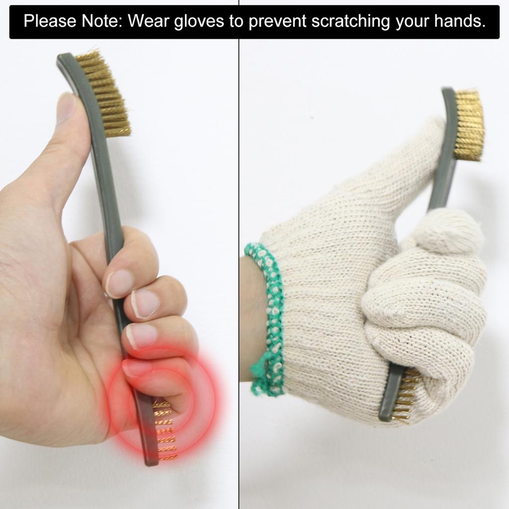 3pcs/9pcs 7 Inch Rust Paint Metal Cleaner Cleaning Welding Slag and Rust Mini Wire Brush Sets, Steel Nylon Brass Brush