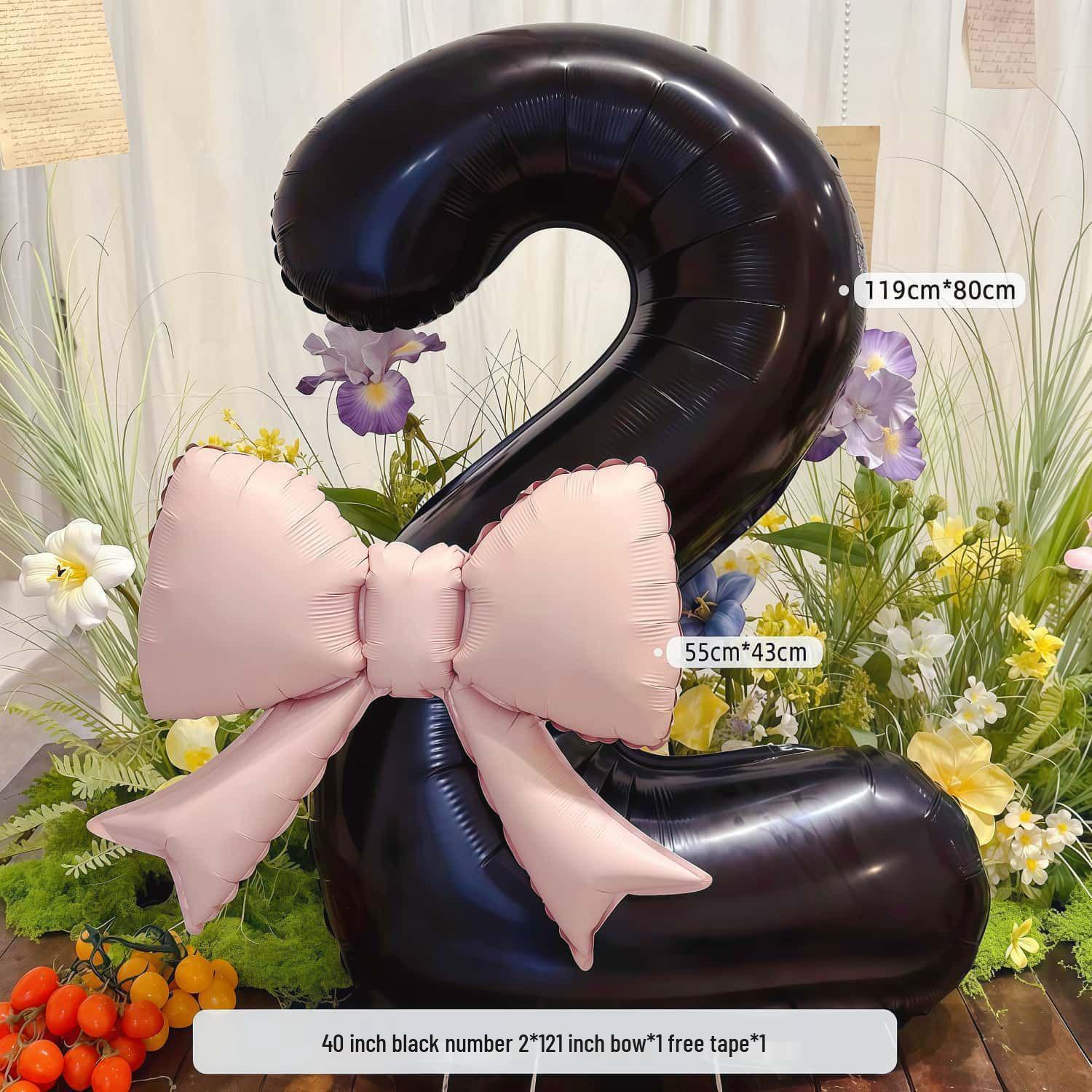 

40-дюймовые розовые и кремовые шары на день рождения с бантом в виде цифры - Реквизит для фото на улице