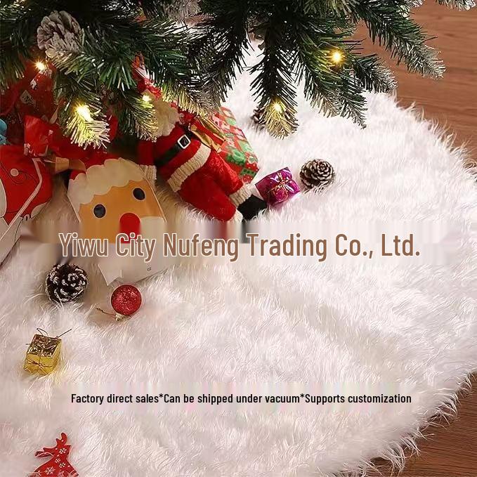 Nordic Simple White Long Pile Christmas Tree Skirt and Decor Set