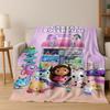 Cute Gabbys Dollhouse Cartoon Girl Kids Flannel Blanket Soft Warm Throw Blanket for Bed Bedroom Room Living Room Christmas Gift